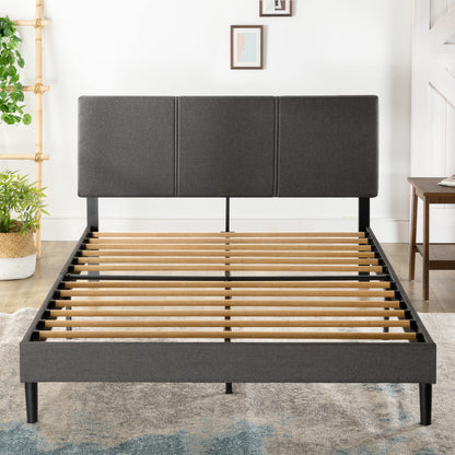 ZINUS Cambril Upholstered Platform Bed Frame with Sustainable Bamboo Slats/No Box Spring Needed/Mattress Foundation/Easy Assembly, King