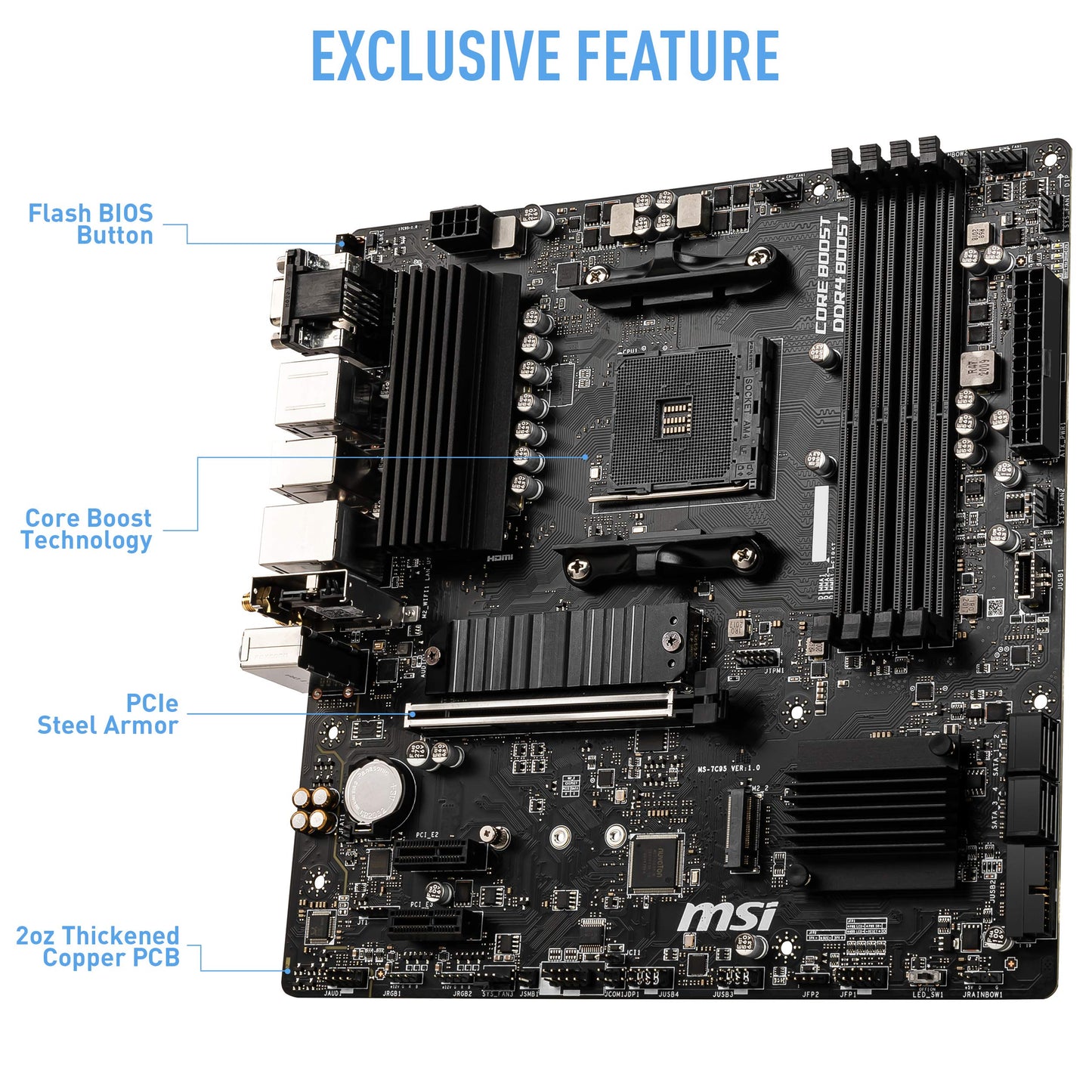 MSI B550M PRO-VDH WiFi ProSeries Motherboard (AMD AM4, DDR4, PCIe 4.0, SATA 6Gb/s, M.2, USB 3.2 Gen 1, AX Wi-Fi 6, D-SUB/HDMI/DP, Micro-ATX)