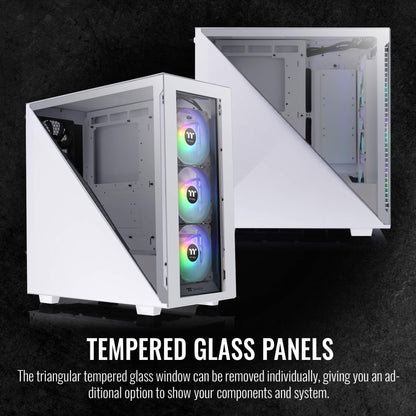 Thermaltake Technoloy Divider 300 ARGB Snow Triangular Tempered Glass Type-C (USB 3.1 Gen 2) Water Cooling Ready ATX Mid Tower Computer Case with 3 120mm ARGB Rear Fan Pre-Installed CA-1S2-00M6WN-01