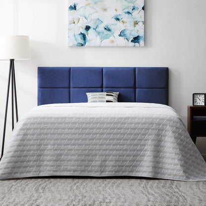 LUCID Mid Rise Upholstered Square Channeled Adjustable Height Headboard Cobalt King/Cal King