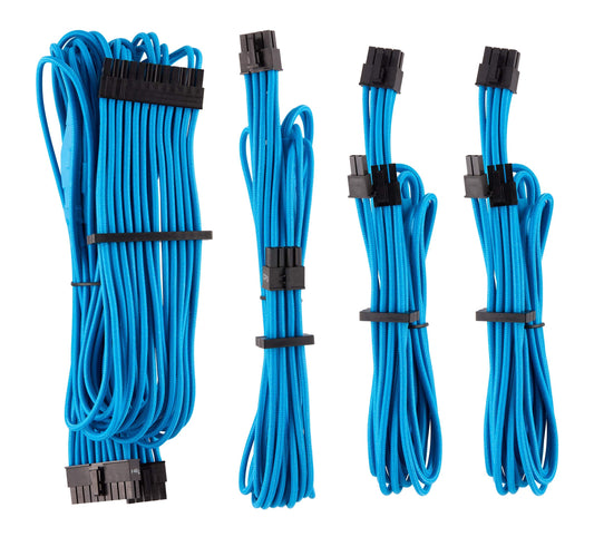 CORSAIR Premium Individually Sleeved PSU Cables Starter Kit – Blue, 2 Yr Warranty, for Corsair PSUs