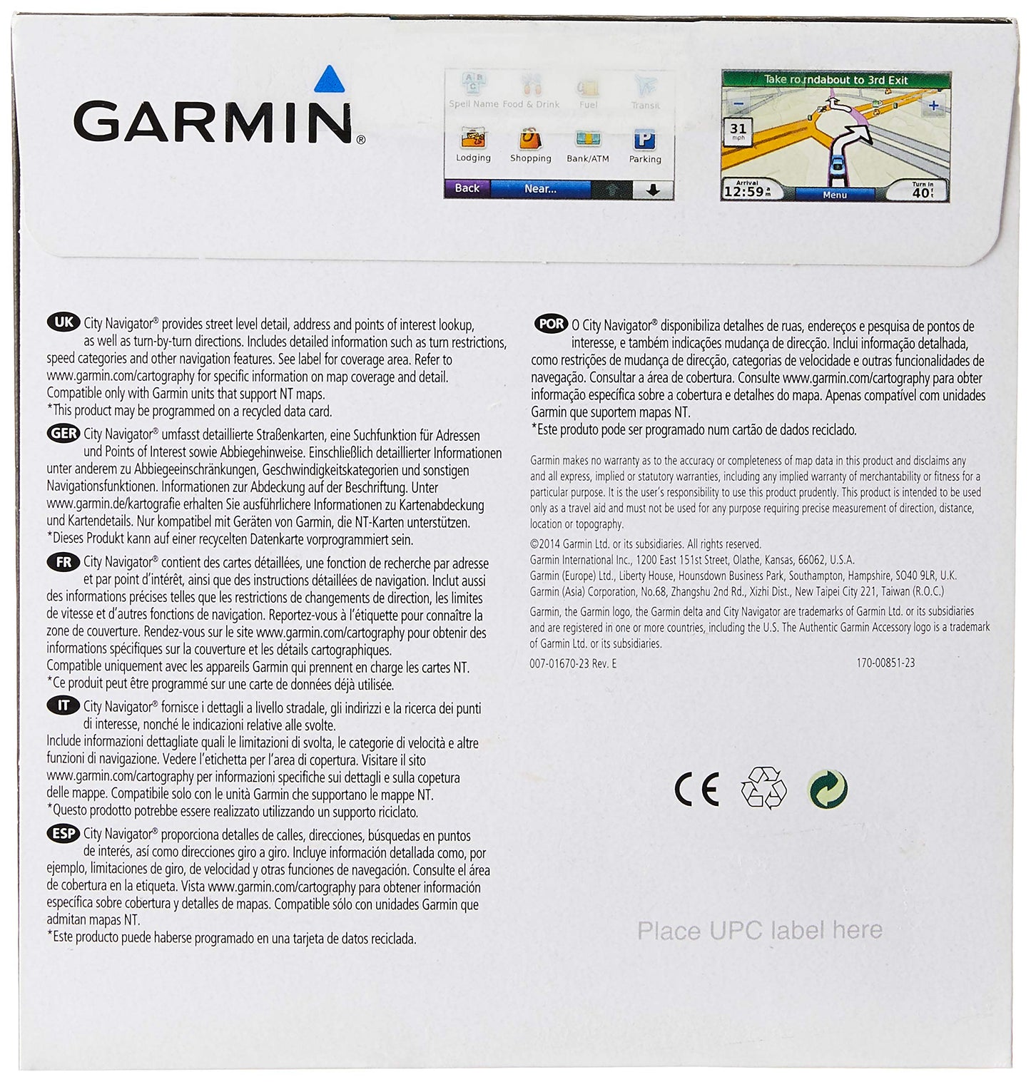 Garmin City Navigator for Detailed Maps of Major Metropolitan Areas in Europe (microSD/SD Card) Standard Packaging