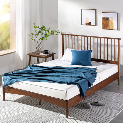 ZINUS Linda Mid Century Wood Platform Bed Frame/Solid Wood Foundation/Wood Slat Support/No Box Spring Needed/Easy Assembly, Queen