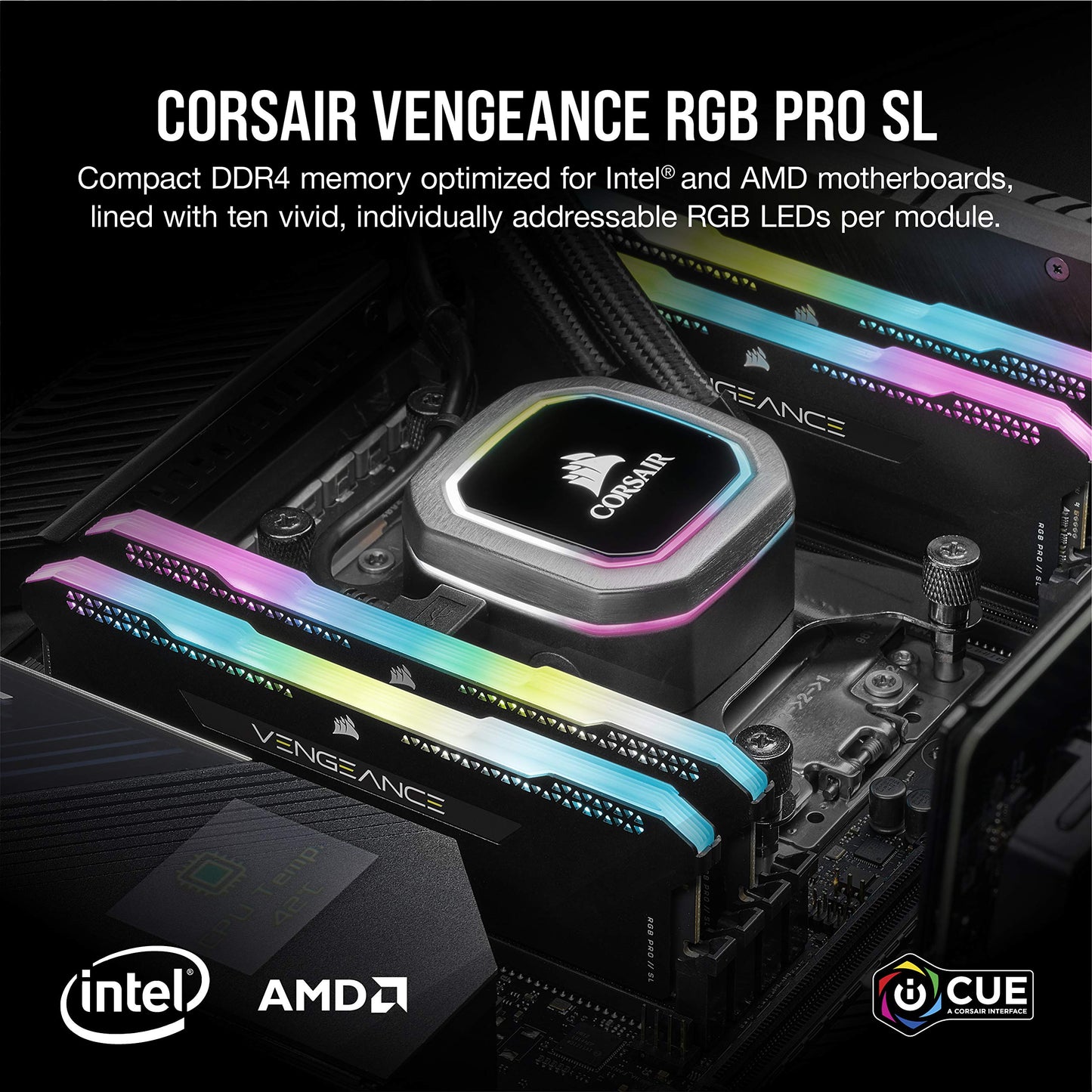 Corsair Vengeance RGB Pro SL 32GB (2x16GB) DDR4 3200 (PC4-25600) C16 1.35V Desktop Memory - Black (CMH32GX4M2E3200C16) 3200 MHz 32GB (2x16GB)