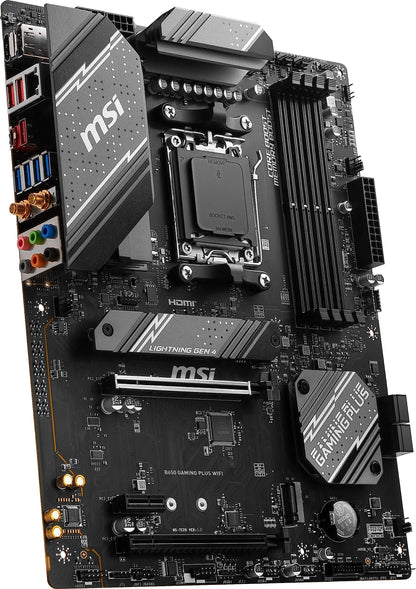 MSI B650 Gaming Plus WiFi Gaming Motherboard (AMD AM5, ATX, DDR5, PCIe 4.0, M.2, SATA 6Gb/s, USB 3.2 Gen 2, HDMI/DP, Wi-Fi 6E, Bluetooth 5.3, AMD Ryzen 7000 Series Desktop Processors)