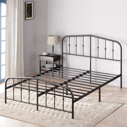 Zinus Full Bed Frame - Heidi Metal Platform Bed Frame with Headboard and Footboard - Steel Mattress Foundation, No Box Spring Needed, Underbed Storage Space, 5 Year Warranty, Black, Full