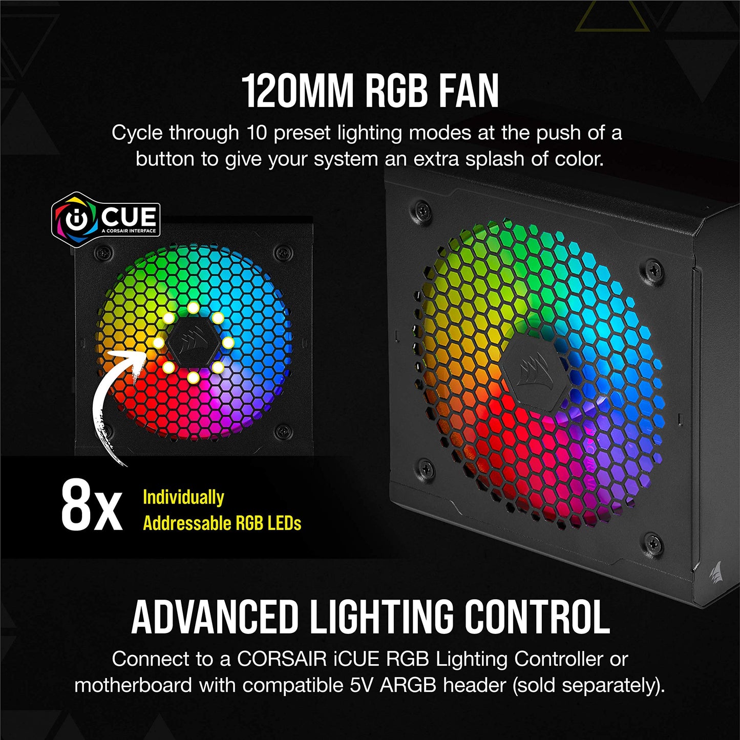 Corsair CX550F RGB, 550 Watt, 80 Plus Bronze, Fully Modular RGB Power Supply, Black, 550 Watts