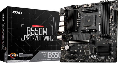 MSI B550M PRO-VDH WiFi ProSeries Motherboard (AMD AM4, DDR4, PCIe 4.0, SATA 6Gb/s, M.2, USB 3.2 Gen 1, AX Wi-Fi 6, D-SUB/HDMI/DP, Micro-ATX)