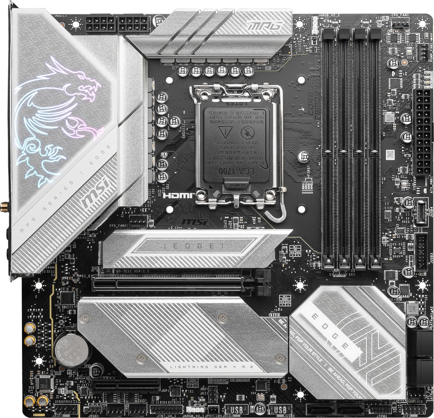 MSI MPG B760M Edge TI WiFi Gaming Motherboard (Support 14th/13th/12th Gen Intel Processors, LGA 1700, DDR5, PCIe 5.0, M.2 Slots, 2.5Gbps LAN, USB 3.2 Gen2, Wi-Fi 6E, mATX)