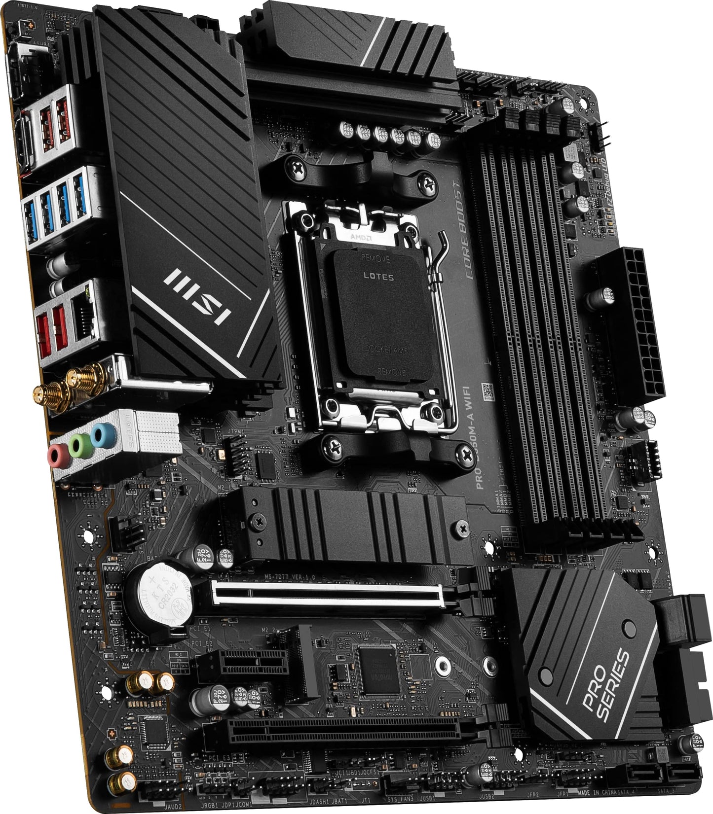 MSI PRO B650M-A WiFi ProSeries Motherboard (AMD AM5, mATX, DDR5, PCIe 4.0, M.2, SATA 6Gb/s, USB 3.2 Gen 2, HDMI/DP, Wi-Fi 6E, AMD Ryzen 7000 Series Desktop Processors)