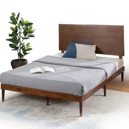 Zinus Deluxe Mid-Century Wood Platform Bed with Adjustable Height Headboard, no Box Spring Needed, Full