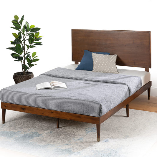 Zinus Deluxe Mid-Century Wood Platform Bed with Adjustable Height Headboard, no Box Spring Needed, Full