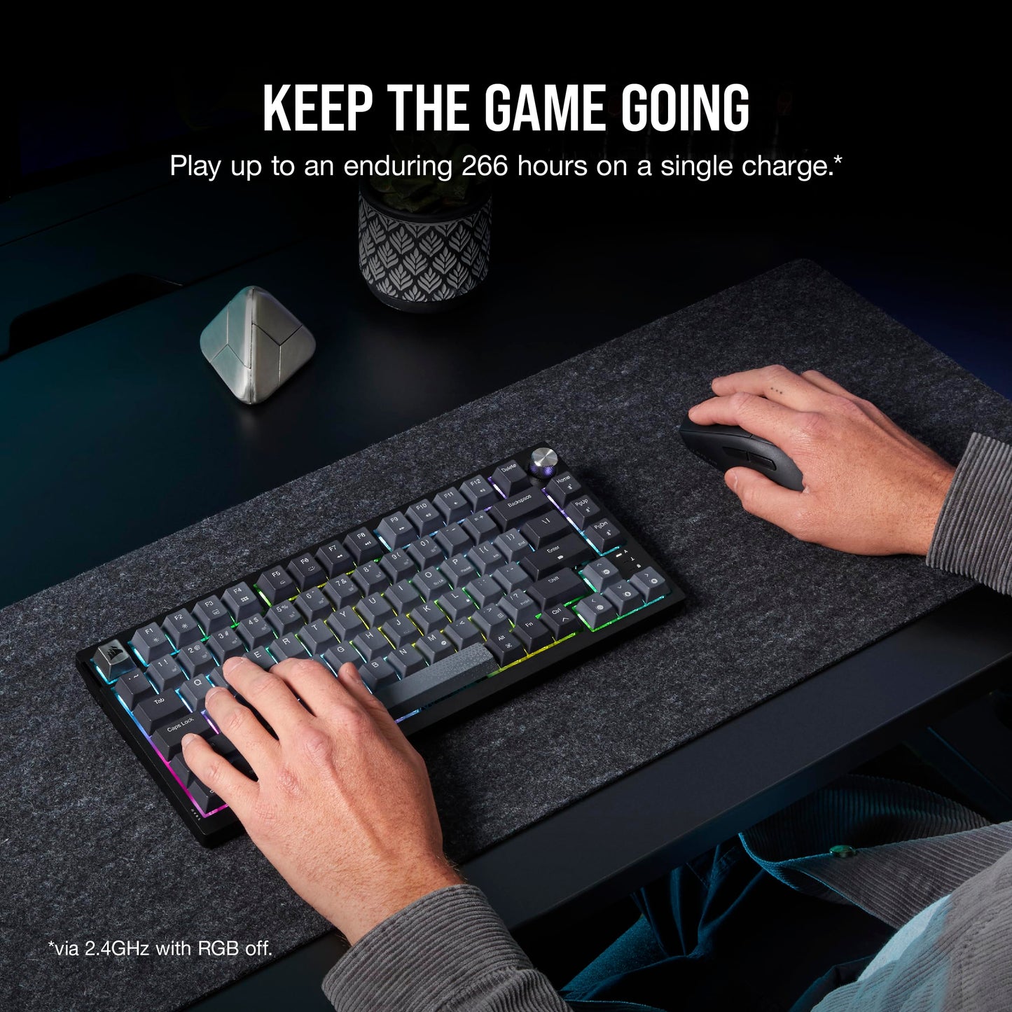 Corsair K65 Plus Wireless 75% RGB Mechanical Gaming Keyboard – Pre-Lubricated MLX Red Linear Switches – PBT Dye-Sub Keycaps – PC, Mac, PS5, PS4, Xbox, iPad – QWERTY NA – Black/Gray