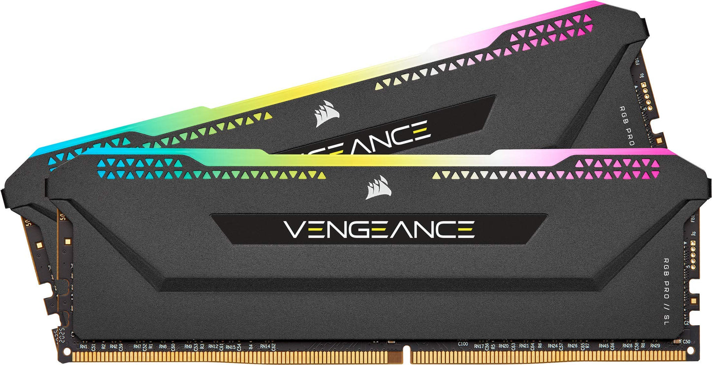 Corsair Vengeance RGB Pro SL 32GB (2x16GB) DDR4 3200 (PC4-25600) C16 1.35V Desktop Memory - Black (CMH32GX4M2E3200C16) 3200 MHz 32GB (2x16GB)