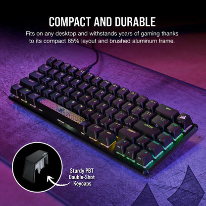 Corsair K65 PRO Mini RGB 65% Optical-Mechanical Wired Gaming Keyboard - OPX Switches - PBT Double-Shot Keycaps - iCUE Compatible - QWERTY NA Layout - Black CORSAIR OPX Switches