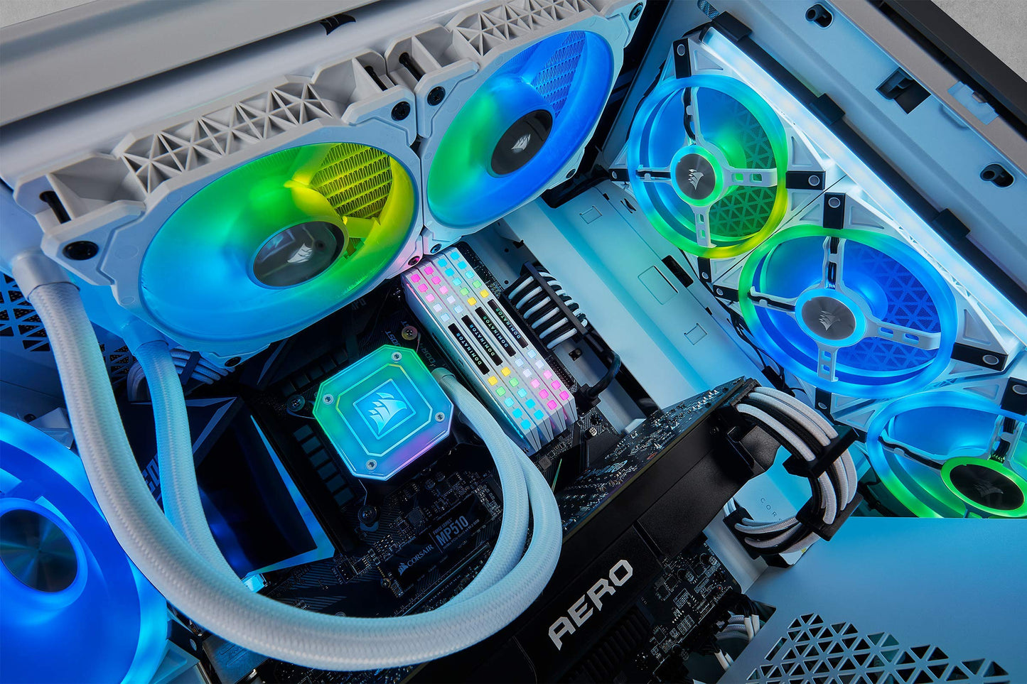 Corsair iCUE H100i Elite Capellix Liquid CPU Cooler - White Rgb Pump + Fans White 240mm Radiator