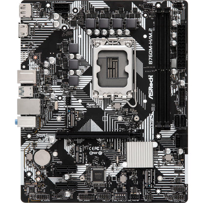 ASRock B760M-H/M.2 14th 13th 12th Gen Intel Core LGA1700 DDR5 7200 MHz 96 GB HDMI DisplayPort 5+1+1 Power Phase SATA3 6.0 Gb/s Micro ATX