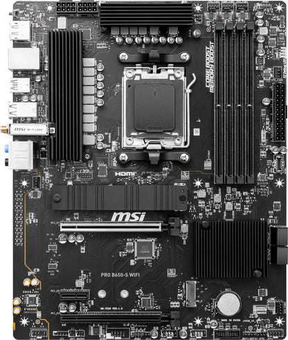 MSI PRO B650-S WiFi ProSeries Motherboard (Supports AMD Ryzen 7000 Series Processors, AM5, DDR5, PCIe 4.0, M.2 Slots, SATA 6Gb/s, USB 3.2 Gen 2, HDMI/DP, Wi-Fi 6E, 2.5Gbps LAN, ATX)