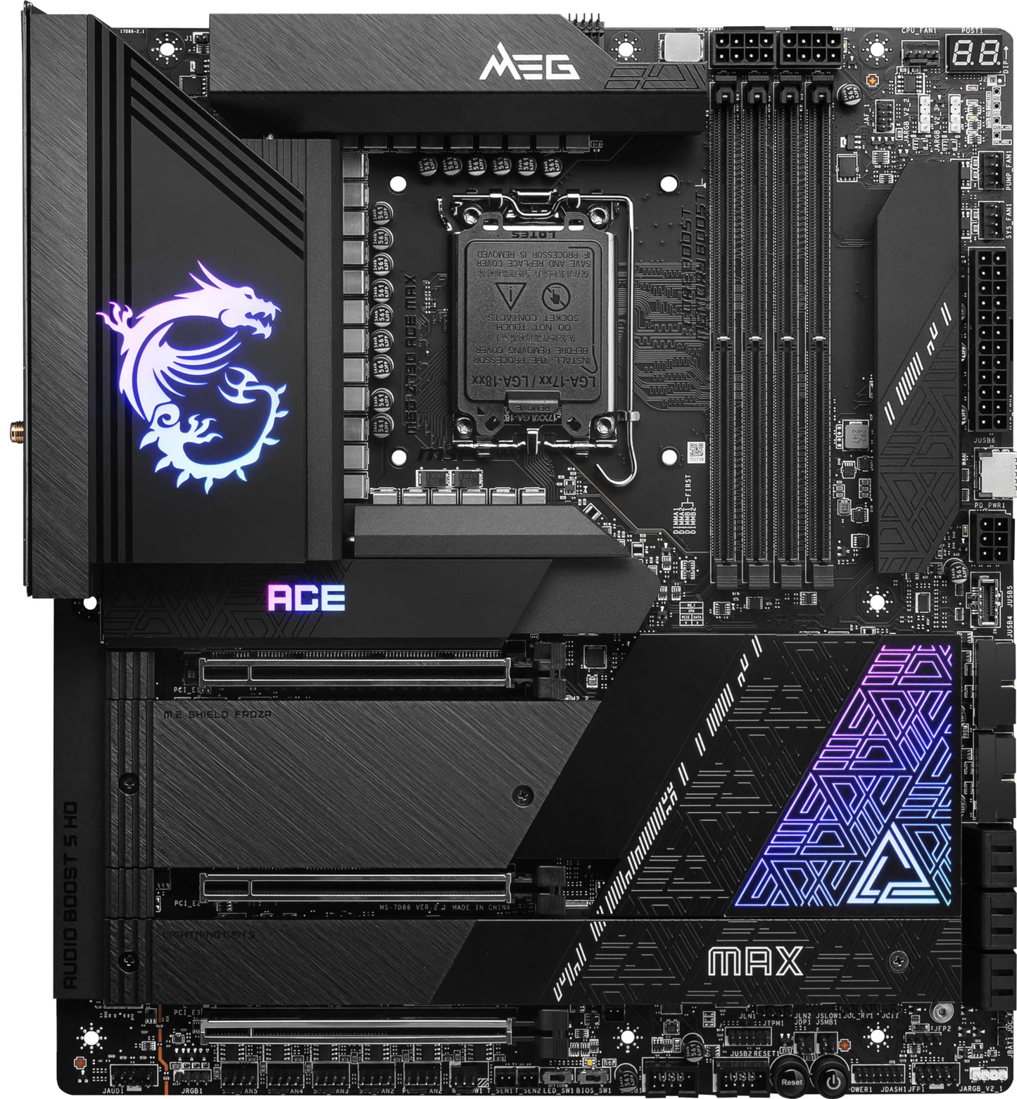 MSI MEG Z790 ACE MAX Gaming Motherboard (Supports 12th/13th/14th Gen Intel Processors, LGA 1700, DDR5, PCIe 5.0, M.2, 2.5Gbps LAN, USB 3.2 Gen2, Wi-Fi 7, Thunderbolt, E-ATX) E.ATX