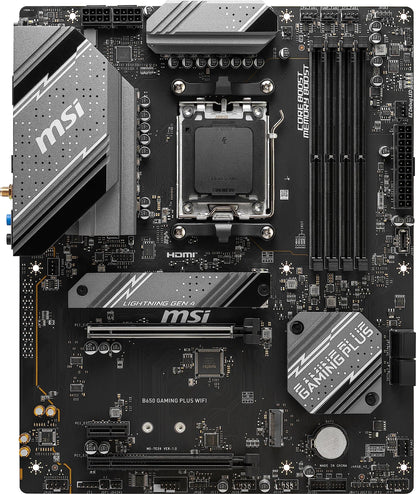 MSI B650 Gaming Plus WiFi Gaming Motherboard (AMD AM5, ATX, DDR5, PCIe 4.0, M.2, SATA 6Gb/s, USB 3.2 Gen 2, HDMI/DP, Wi-Fi 6E, Bluetooth 5.3, AMD Ryzen 7000 Series Desktop Processors)